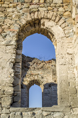 Obraz premium Windows of ruined small church, Bulgaria