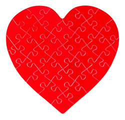 Jigsaw puzzle in a shape of a heart