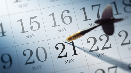 May 21 written on a calendar to remind you an important appointm
