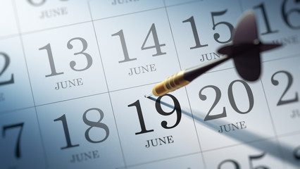 June 19 written on a calendar to remind you an important appoint