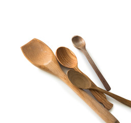 set of wooden kitchen spoons and other items
