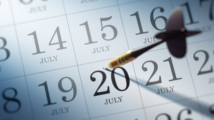 July 20 written on a calendar to remind you an important appoint