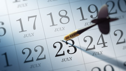 July 23 written on a calendar to remind you an important appoint