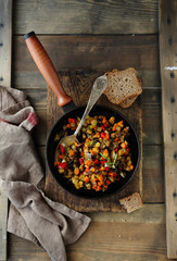 roasted summer vegetables in pan