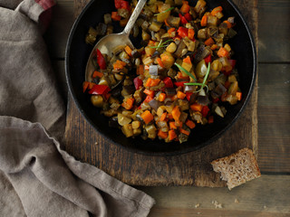 roasted vegetables in pan