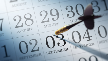 September 03 written on a calendar to remind you an important ap