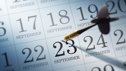 September 23 written on a calendar to remind you an important ap