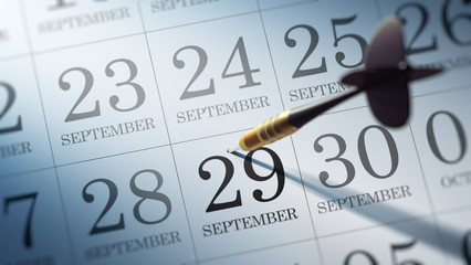 September 29 written on a calendar to remind you an important ap
