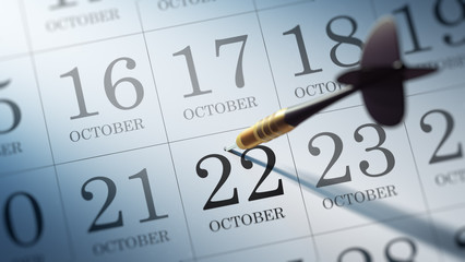 October 22 written on a calendar to remind you an important appo