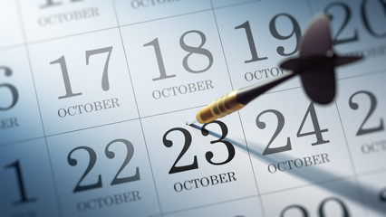 October 23 written on a calendar to remind you an important appo