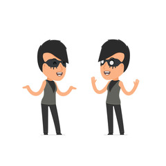 Funny Character Outsider Girl tells interesting story to his fri