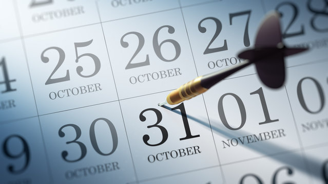 October 31 written on a calendar to remind you an important appo