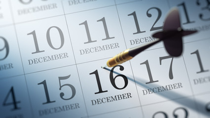 December 16 written on a calendar to remind you an important app