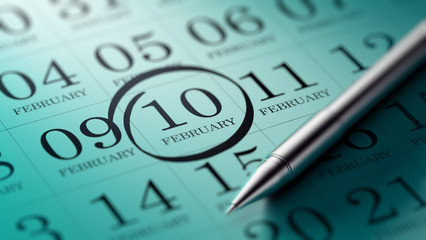 February 10 written on a calendar to remind you an important app