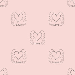 Pink love pattern hand drawn. Illustration vector