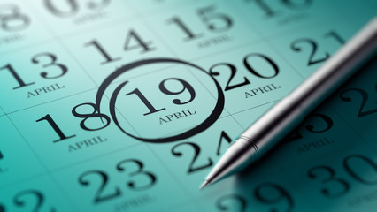 April 19 written on a calendar to remind you an important appoin