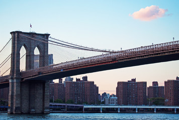 Il ponte di Brooklyn, New York, skyline, grattacieli