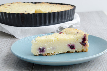 Curd pie with berries