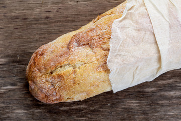 Top view of fresh organic ciabatta bread