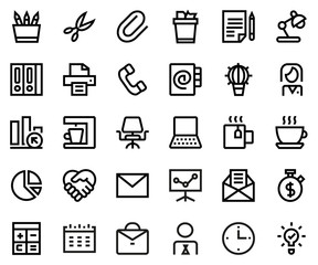 Office line icon set.