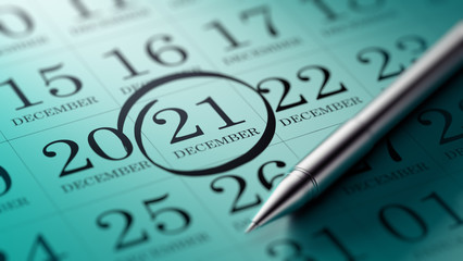 December 21 written on a calendar to remind you an important app