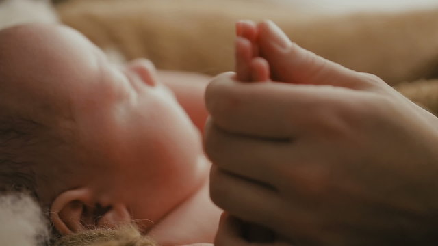 adult holding a baby hand