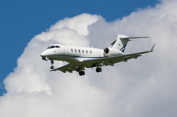 Business jet in the sky