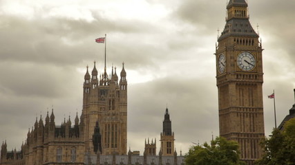 Big Ben and Westminster Abbey in London, England.