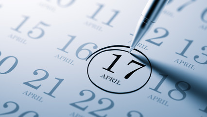 April 17 written on a calendar to remind you an important appoin
