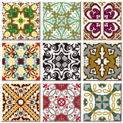 Vintage retro ceramic tile pattern set collection 012

