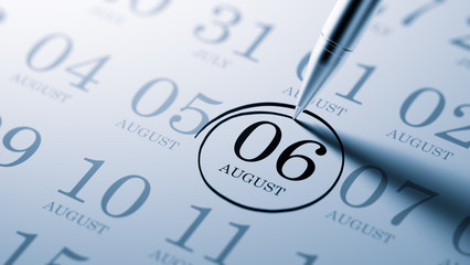 August 06 written on a calendar to remind you an important appoi
