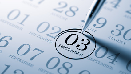 September 03 written on a calendar to remind you an important ap