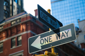 One Way Signs in Manhattan Streets