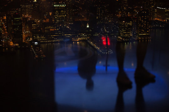 Abstract View of a City Skyline with People's Silhouette
