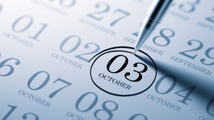 October 03 written on a calendar to remind you an important appo