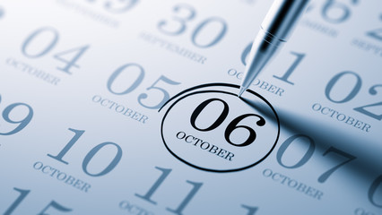 October 06 written on a calendar to remind you an important appo