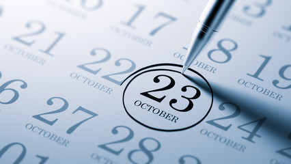 October 23 written on a calendar to remind you an important appo