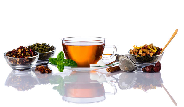 Tea with Ingredients Isolated