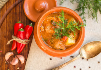 Goulash in the pot