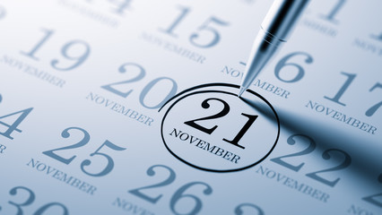 November 21 written on a calendar to remind you an important app