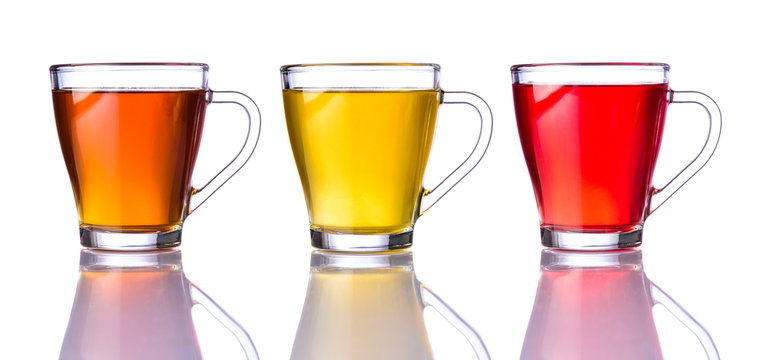 Three Types of Tea Isolated on White