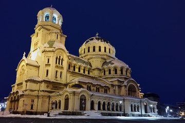 Fototapeta na wymiar Night picture of Alexander Nevsky Cathedral, Sofia, Bulgaria