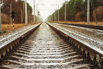 Fototapeta premium toned photo railroad tracks