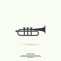 trumpet line icon vector. © sumkinn