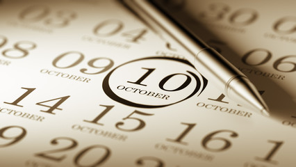 October 10 written on a calendar to remind you an important appo