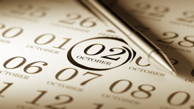 October 02 written on a calendar to remind you an important appo