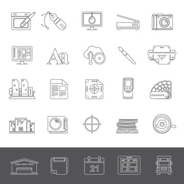 Line Icons - Graphic design and offset printing