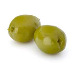 Green olives fruits isolated on white background cutout