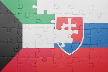 puzzle with the national flag of slovakia and kuwait