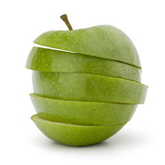 Green sliced apple isolated on white background cutout